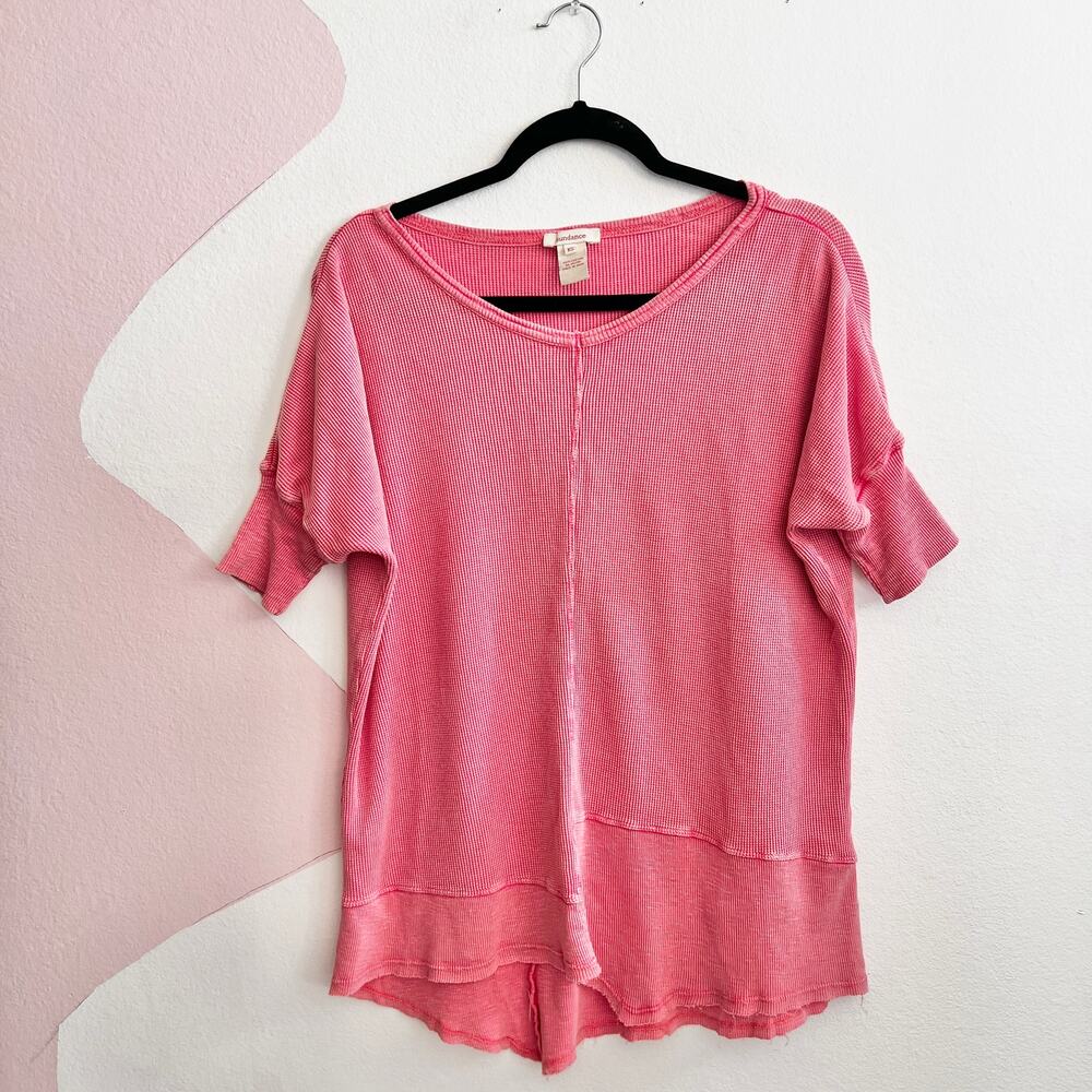 Sundance Waffle Knit Asymmetrical Top Cottagecore Minimalist Casual Oversized XS
